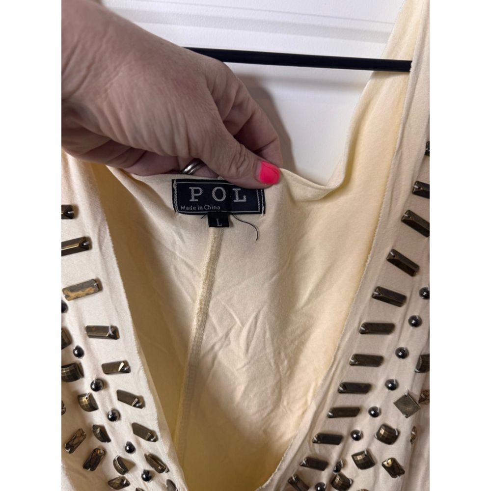 Women's POL Cream Embellished Top Size L - Picture 2 of 3